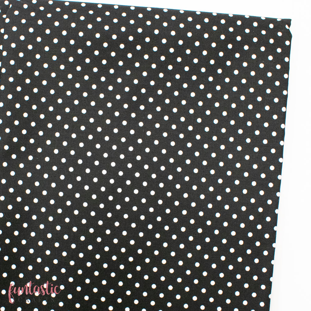 3mm Polka Dots Spots 100% Cotton Fabric - Black