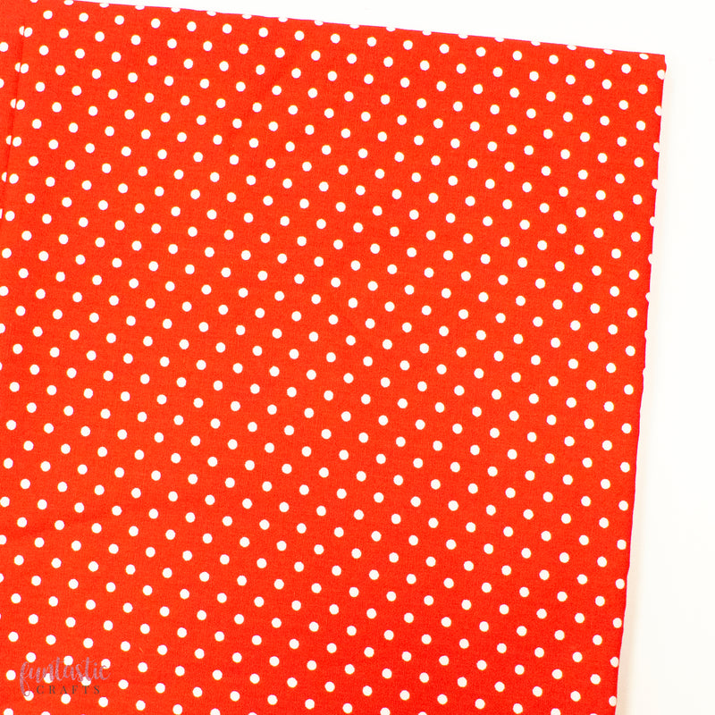 3mm Polka Dots Spots 100% Cotton Fabric - Bright Red