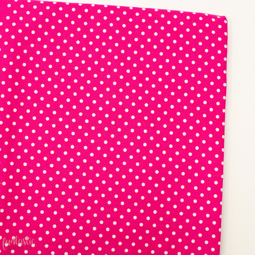 3mm Polka Dots Spots 100% Cotton Fabric - Cerise