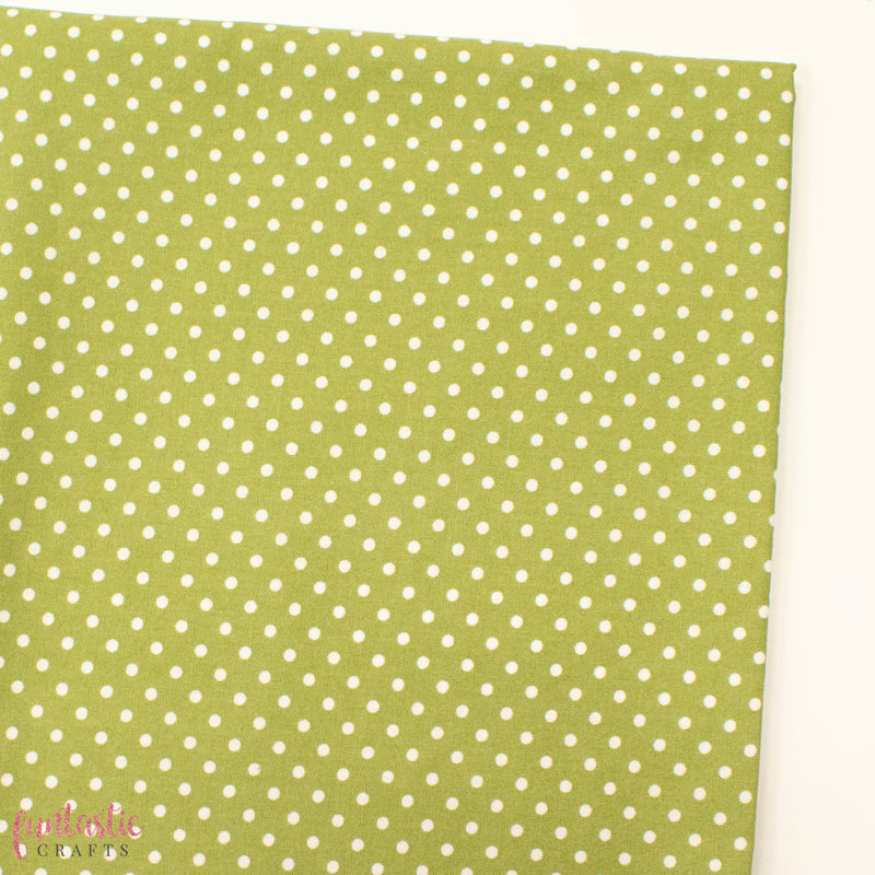 3mm Polka Dots Spots 100% Cotton Fabric - Green