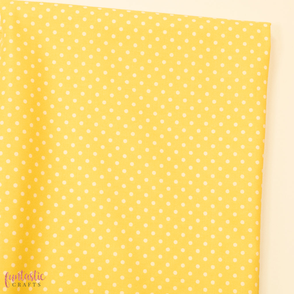 3mm Polka Dots Spots 100% Cotton Fabric - Lemon Yellow