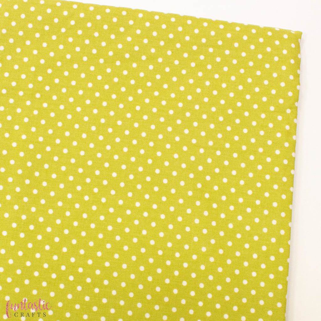 3mm Polka Dots Spots 100% Cotton Fabric - Lime