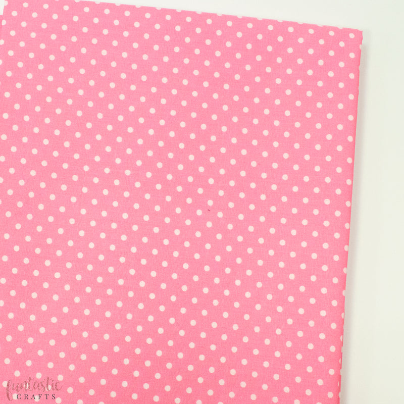 3mm Polka Dots Spots 100% Cotton Fabric - Mid Pink