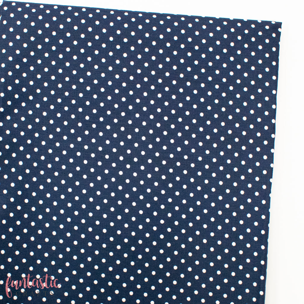 3mm Polka Dots Spots 100% Cotton Fabric - Navy Blue