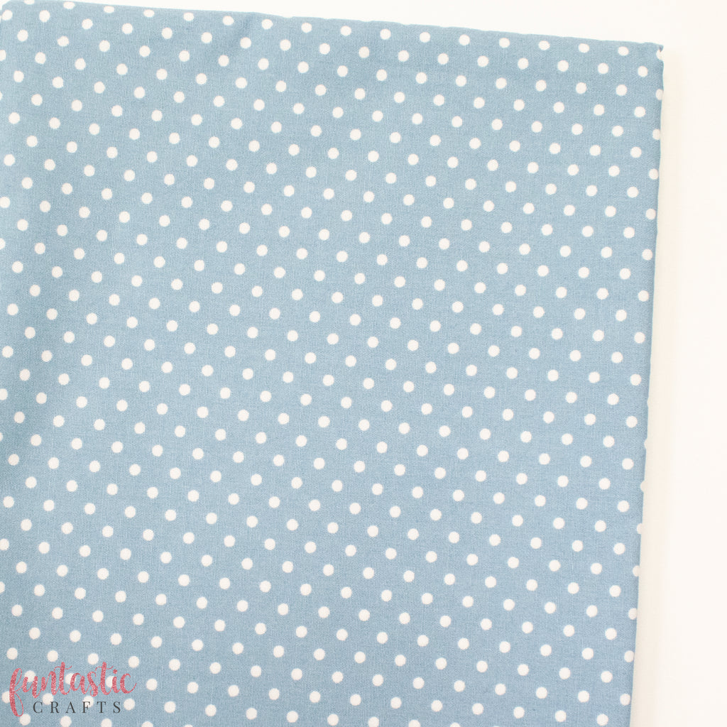 3mm Polka Dots Spots 100% Cotton Fabric - Pale Blue