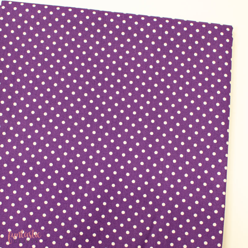 3mm Polka Dots Spots 100% Cotton Fabric - Purple