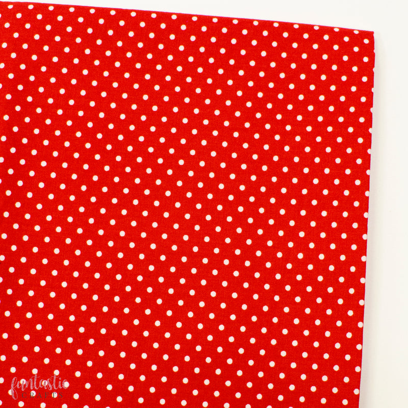 3mm Polka Dots Spots 100% Cotton Fabric - Red