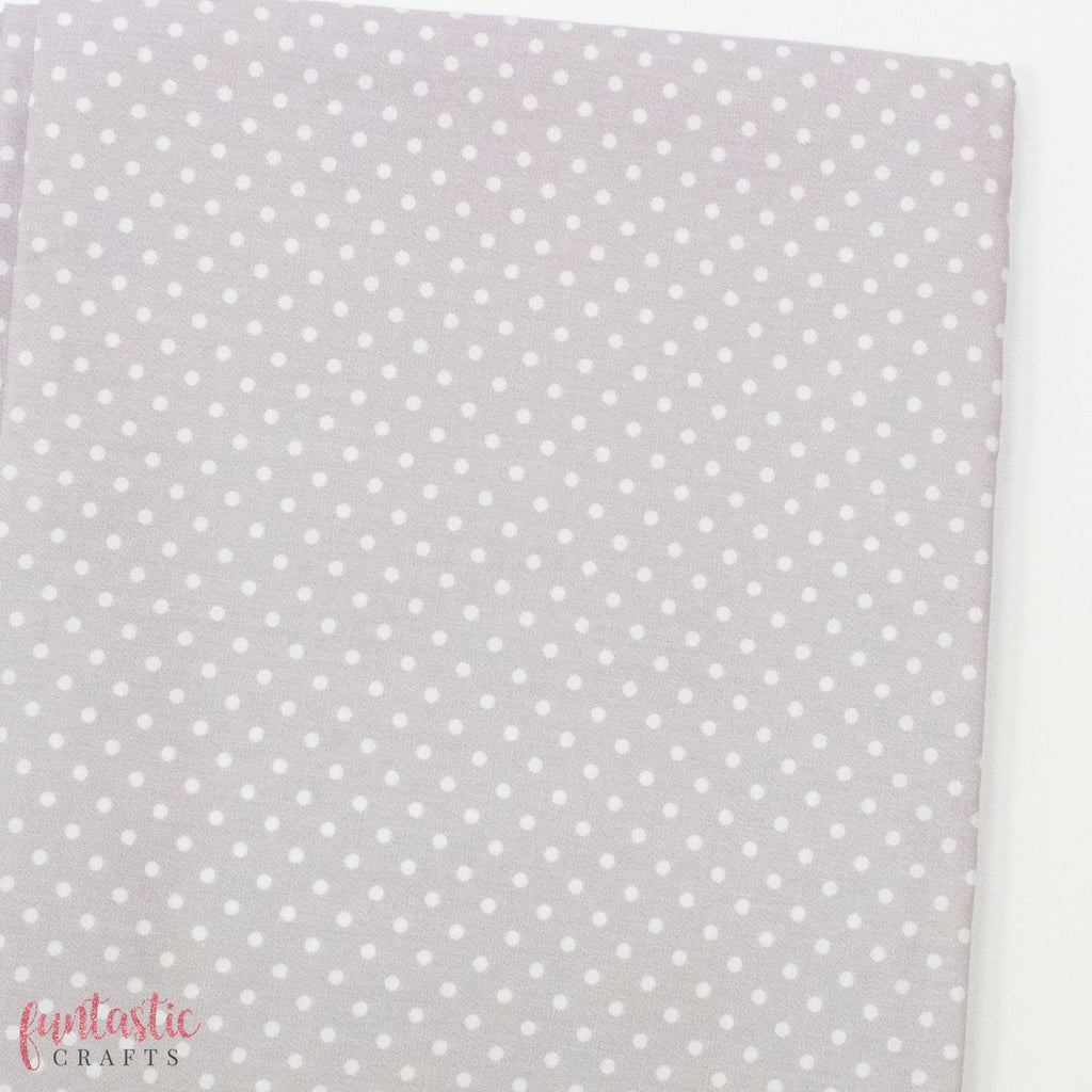 3mm Polka Dots Spots 100% Cotton Fabric - Silver