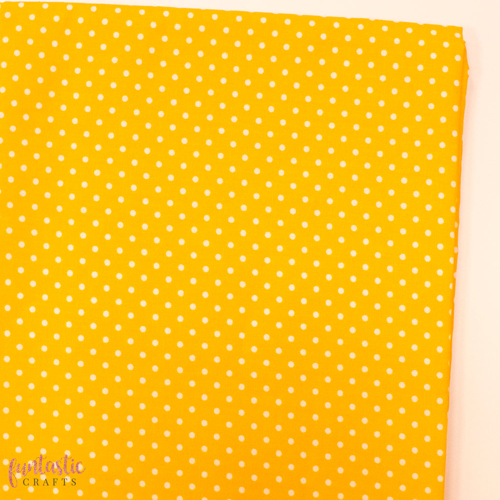 3mm Polka Dots Spots 100% Cotton Fabric - Yellow