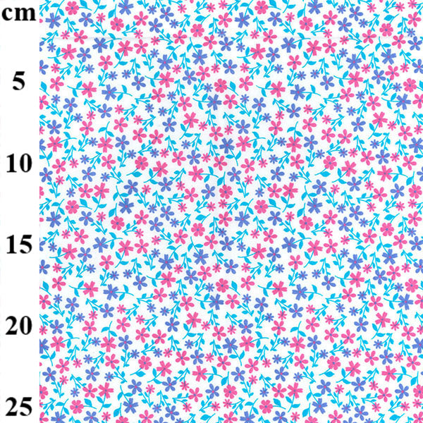 Pink and Blue Amelia Floral - 100% Cotton Fabric by Rose and Hubble