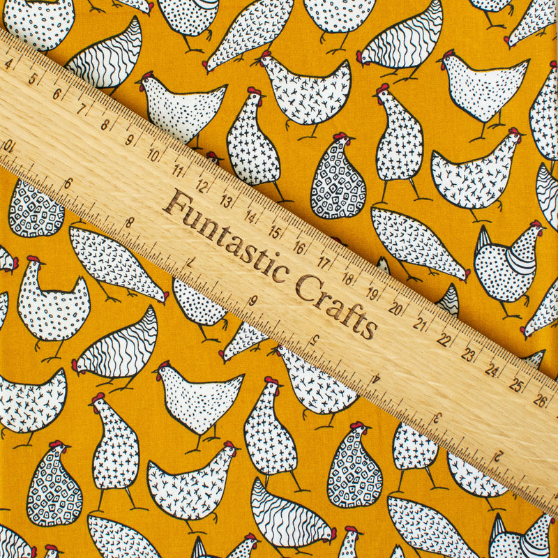 Chickens on Ochre - 100% Cotton Fabric